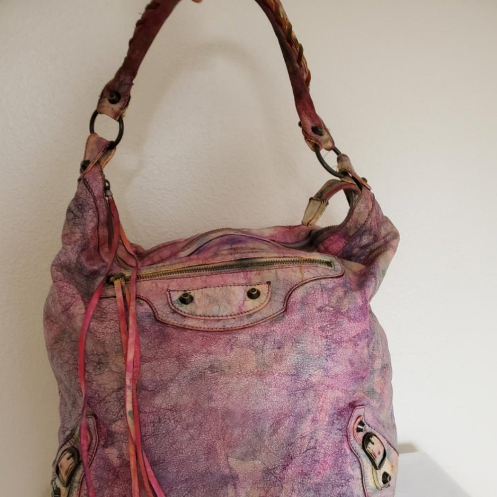 Balenciaga pink blue purple gray graffiti classic giant day city bag work agneau - Picture 12 of 14